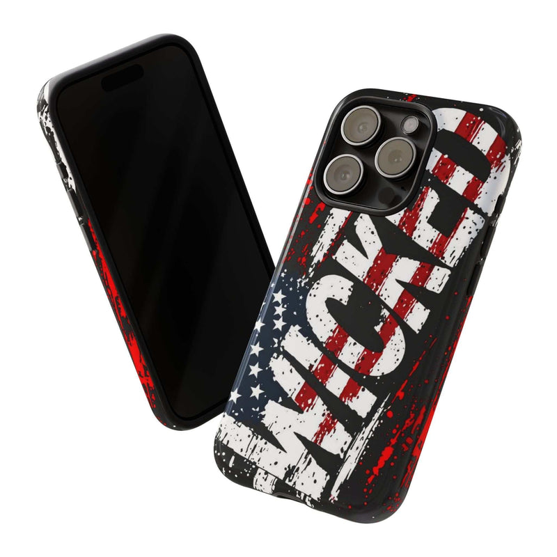 Distressed American flag phone case with "VETERAN" graphic by Printify, showcasing rugged patriotic design and protection.