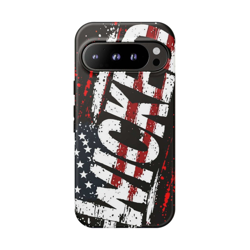 Distressed American flag phone case featuring "VETERAN" graphic by Printify for rugged protective style.