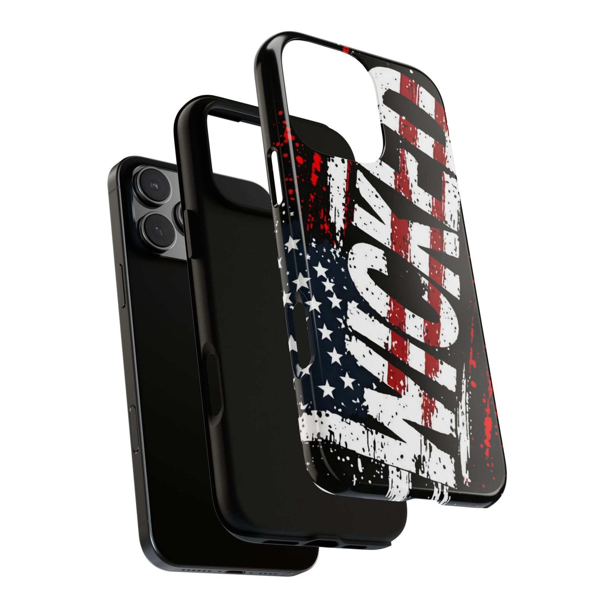 Distressed American flag phone case featuring "VETERAN" graphic by Printify for rugged protection and patriotic style.