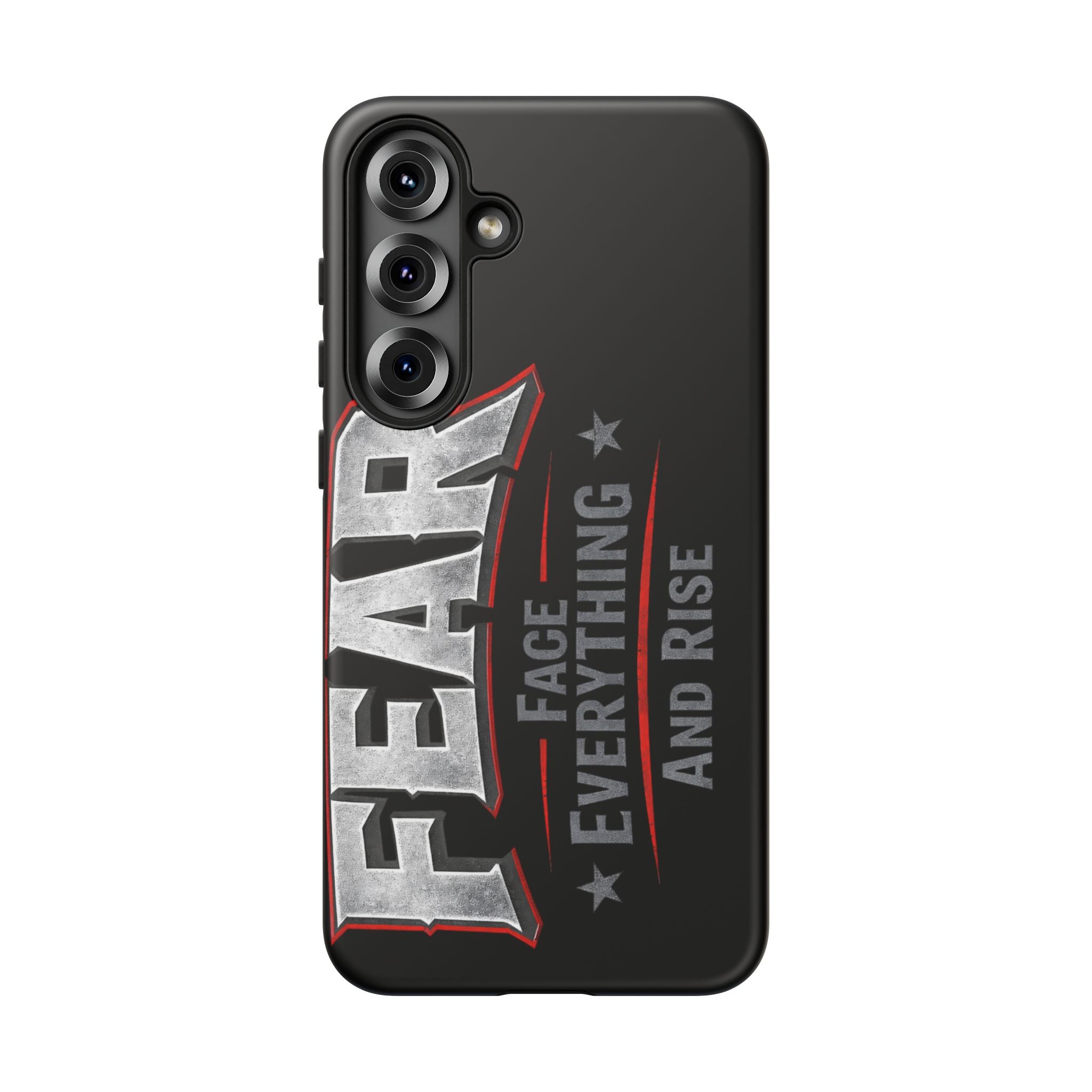Fear Face Everything and Rise phone case by Printify, featuring a bold design with motivational text on a sleek surface.