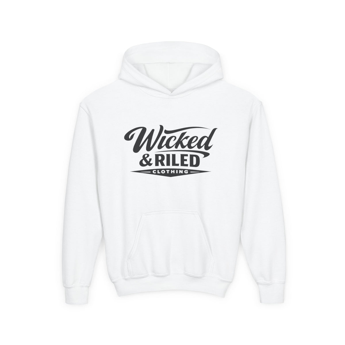 Youth Hoodie Distressed American Flag with 'WR' Front & 'Fear Face Everything And Rise' Motivational Back - Wicked & Riled Clothing