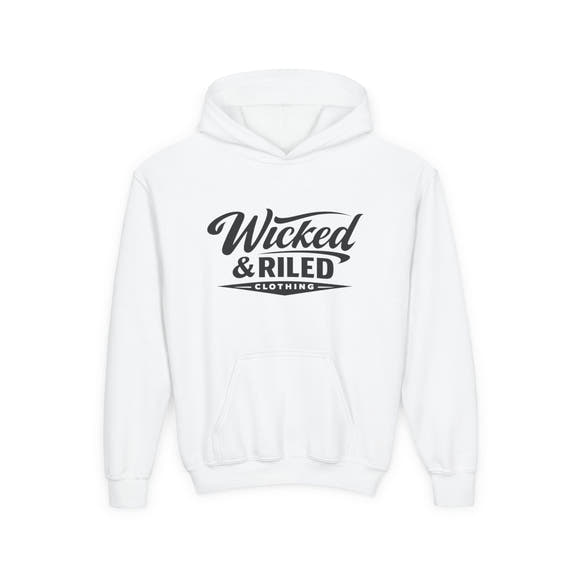 Youth Hoodie Distressed American Flag with 'WR' Front & 'Fear Face Everything And Rise' Motivational Back - Wicked & Riled Clothing