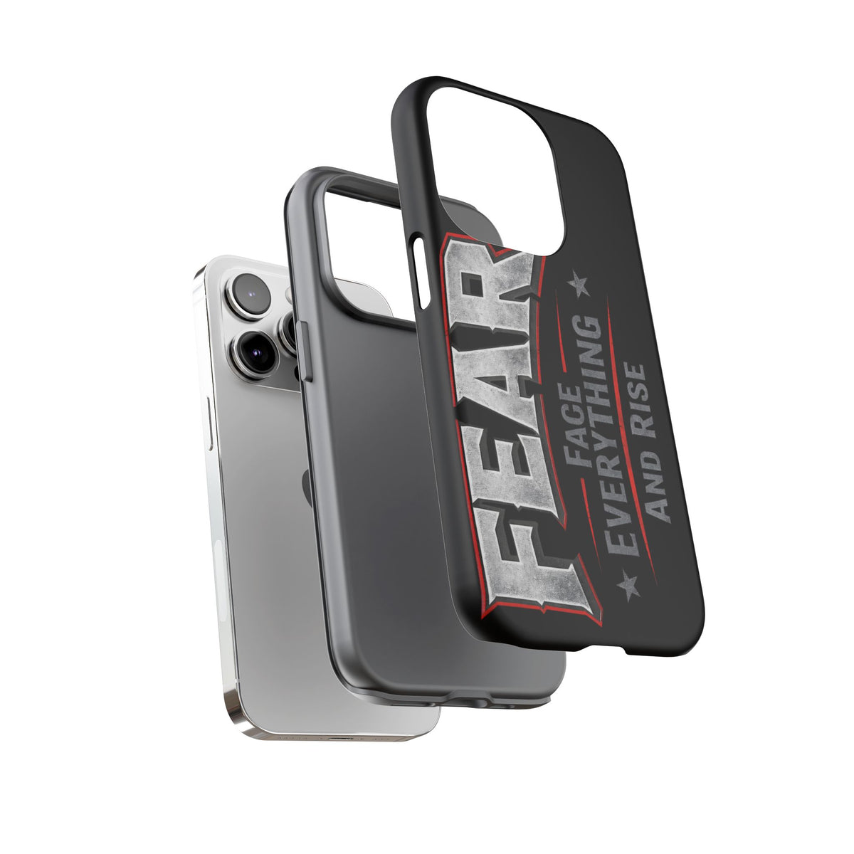 Fear Face Everything and Rise Phone Case by Printify, featuring a motivational design and durable protection for smartphones.