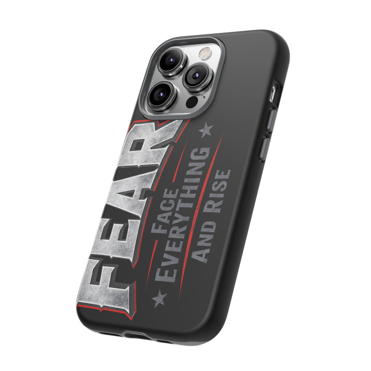 Fear Face Everything and Rise phone case by Printify, featuring a bold graphic design on a sleek protective case.