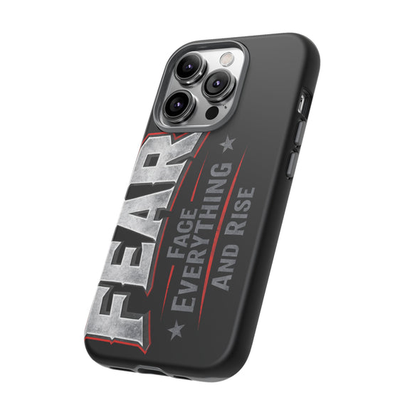 Fear Face Everything and Rise phone case by Printify, featuring a bold graphic design on a sleek protective case.