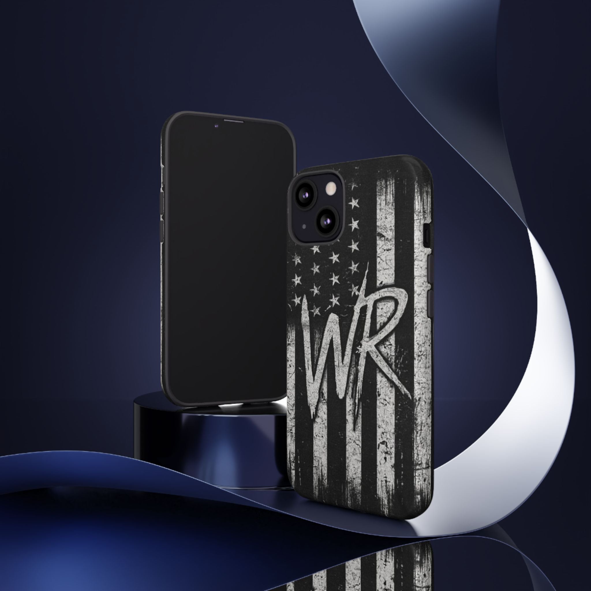 Patriotic Monogram Tough Phone Case – Distressed American Flag with WR