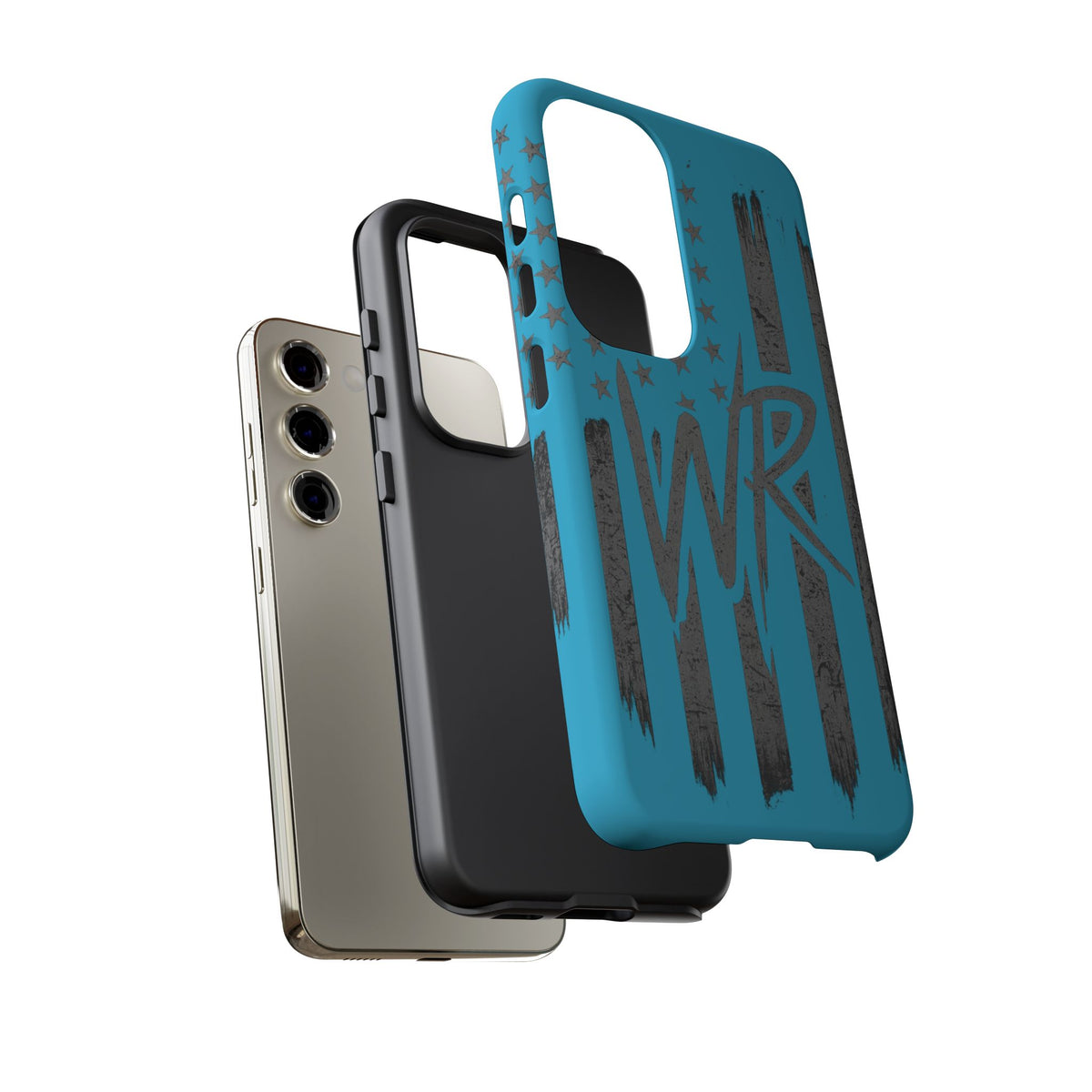 Patriotic blue 'WR' flag tough phone case by Printify with durable design and vibrant colors.