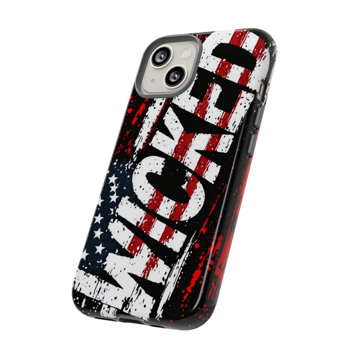 Distressed American flag phone case with "VETERAN" graphic by Printify, showcasing rugged patriotic design and protection.