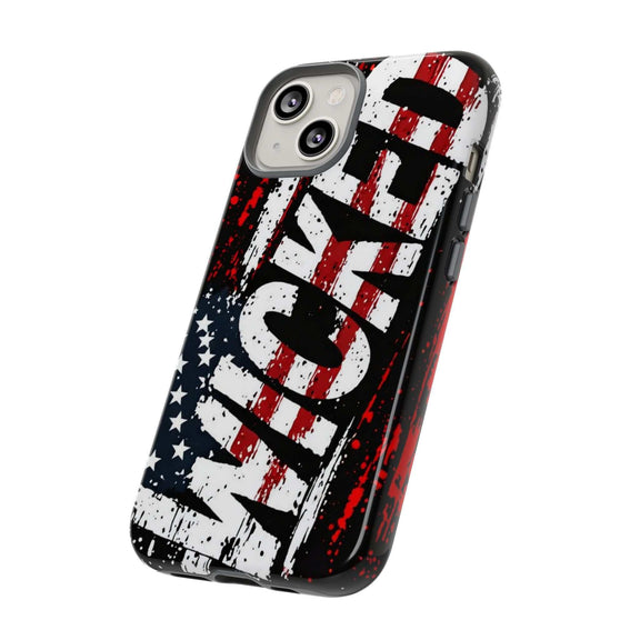 Distressed American flag phone case with "VETERAN" graphic by Printify, showcasing rugged patriotic design and protection.