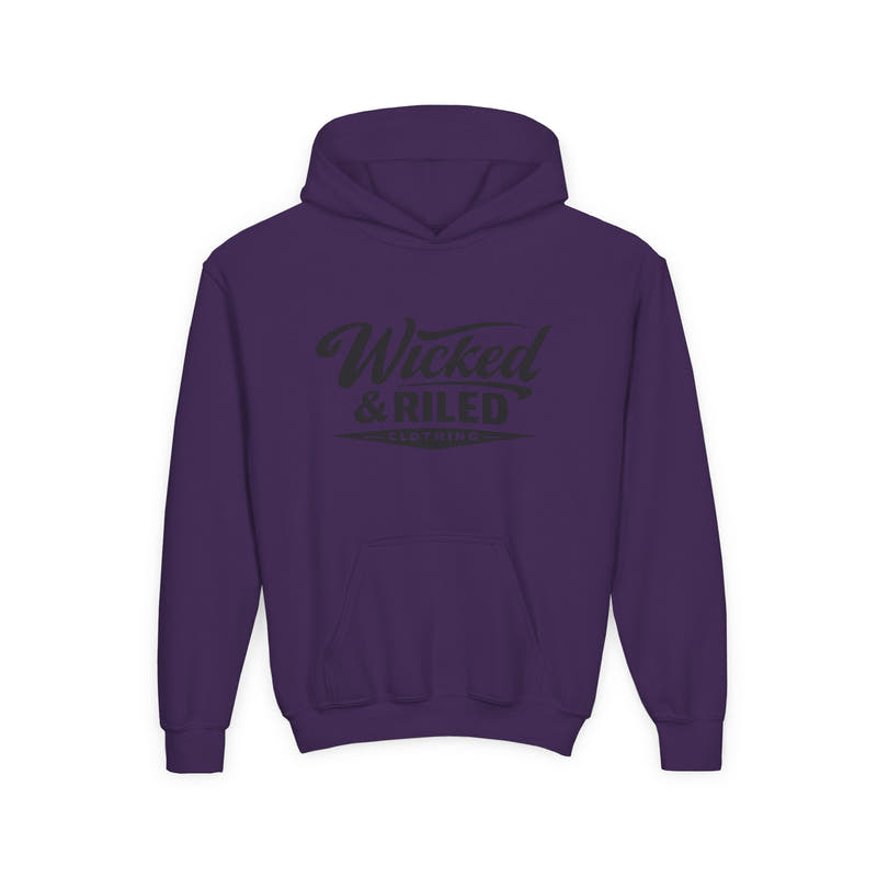 Youth Hoodie Distressed American Flag with 'WR' Front & 'Fear Face Everything And Rise' Motivational Back - Wicked & Riled Clothing