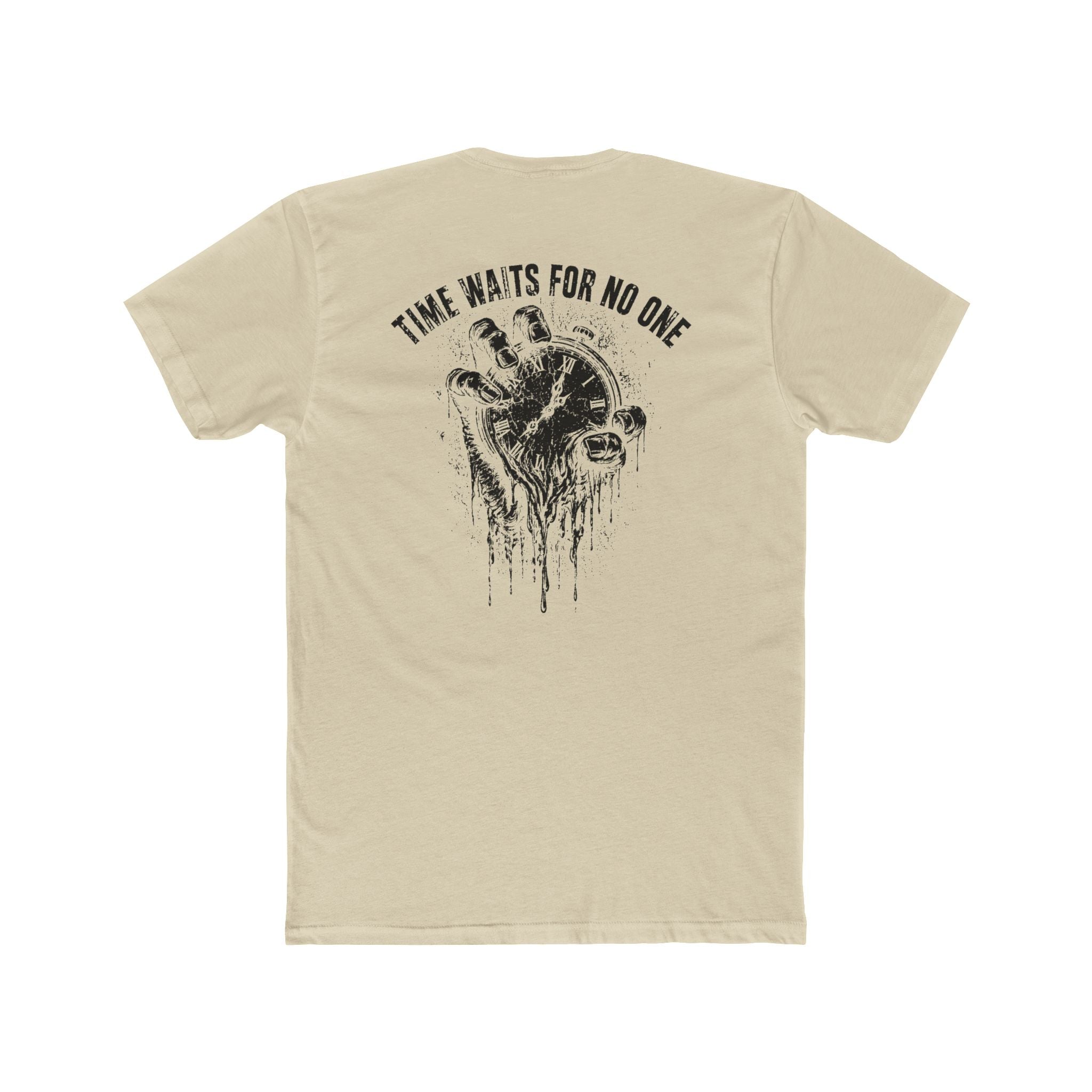 Time Waits For No One Tee — Skull & Clock Graphic Cotton T‑Shirt