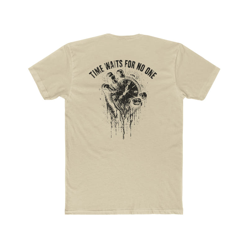 Time Waits For No One Tee — Skull & Clock Graphic Cotton T‑Shirt