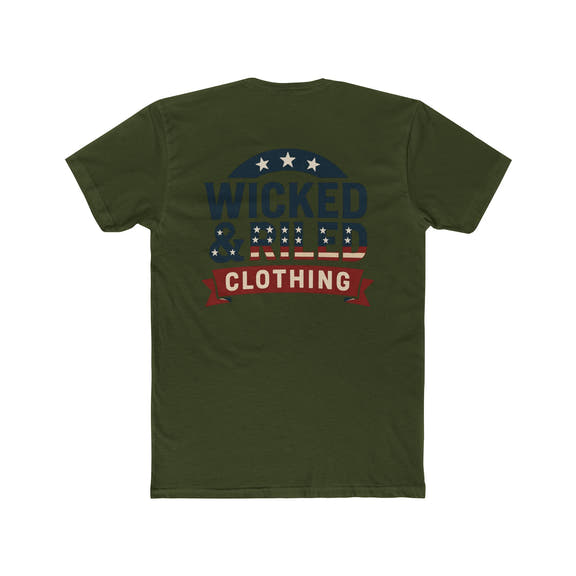 Wicked & Riled Clothing Tee Patriotic Vintage Logo Crewneck - Wicked & Riled Clothing