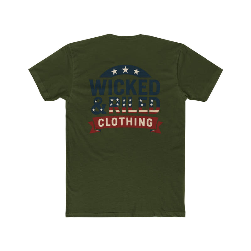 Wicked & Riled Clothing Tee Patriotic Vintage Logo Crewneck - Wicked & Riled Clothing