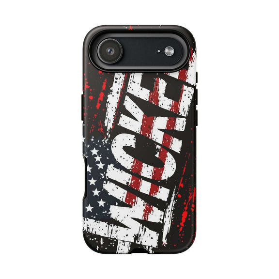 Distressed American flag phone case with "VETERAN" graphic by Printify, showcasing rugged patriotic design.