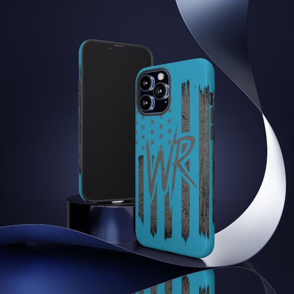 Patriotic blue 'WR' flag tough phone case by Printify, featuring a durable design and vibrant flag colors.