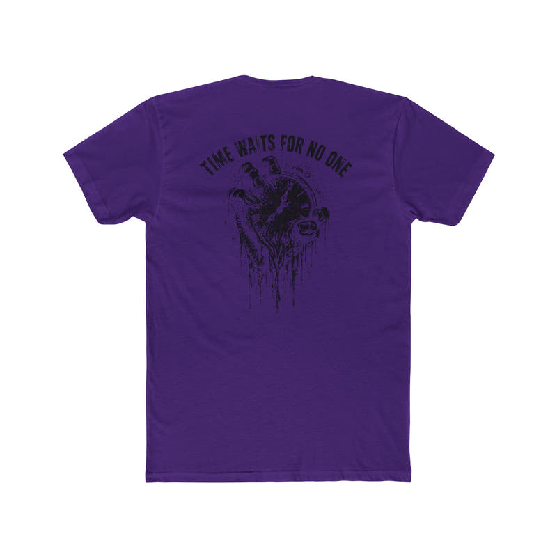 Time Waits For No One Tee — Skull & Clock Graphic Cotton T‑Shirt