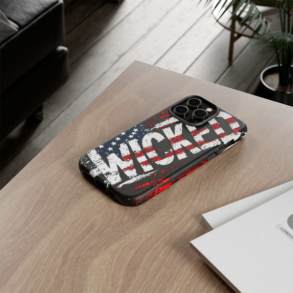 Distressed American Flag phone case with "VETERAN" graphic, rugged design by Printify for patriotic protection.