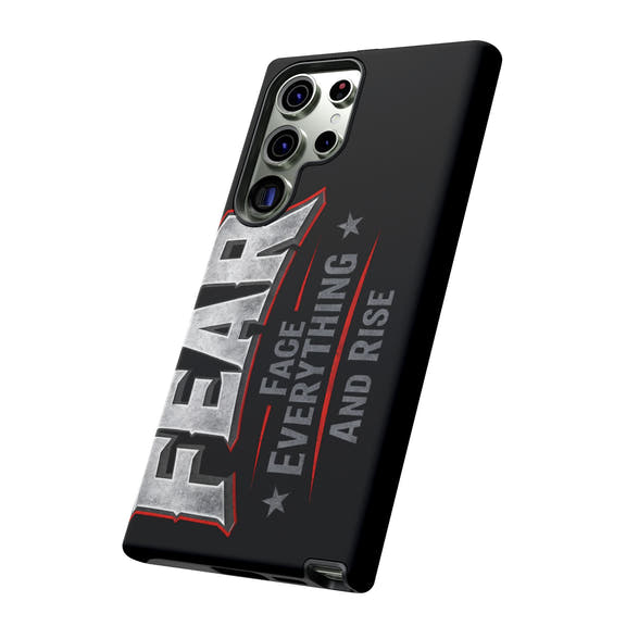 Fear Face Everything and Rise Phone Case by Printify, featuring a bold graphic design on a sleek phone case.