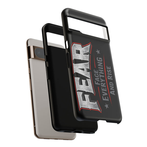 Fear Face Everything and Rise Phone Case by Printify featuring a bold design on a sleek phone case.