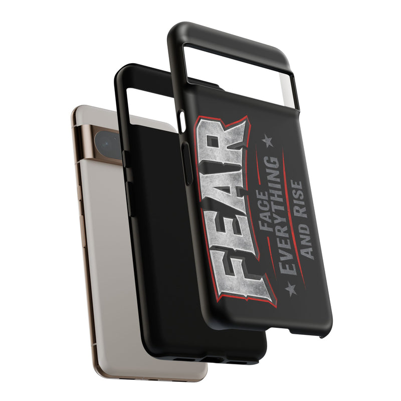 Fear Face Everything and Rise Phone Case by Printify featuring a bold design on a sleek phone case.