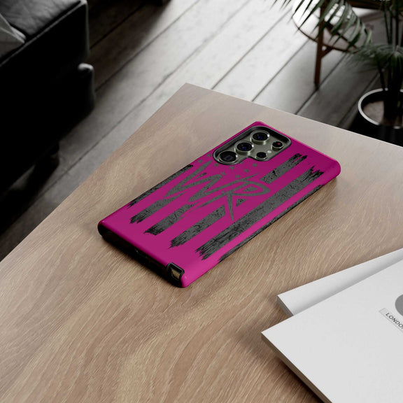 Pink 'WR' Flag Tough Phone Case by Printify, featuring a durable design and vibrant flag graphics.