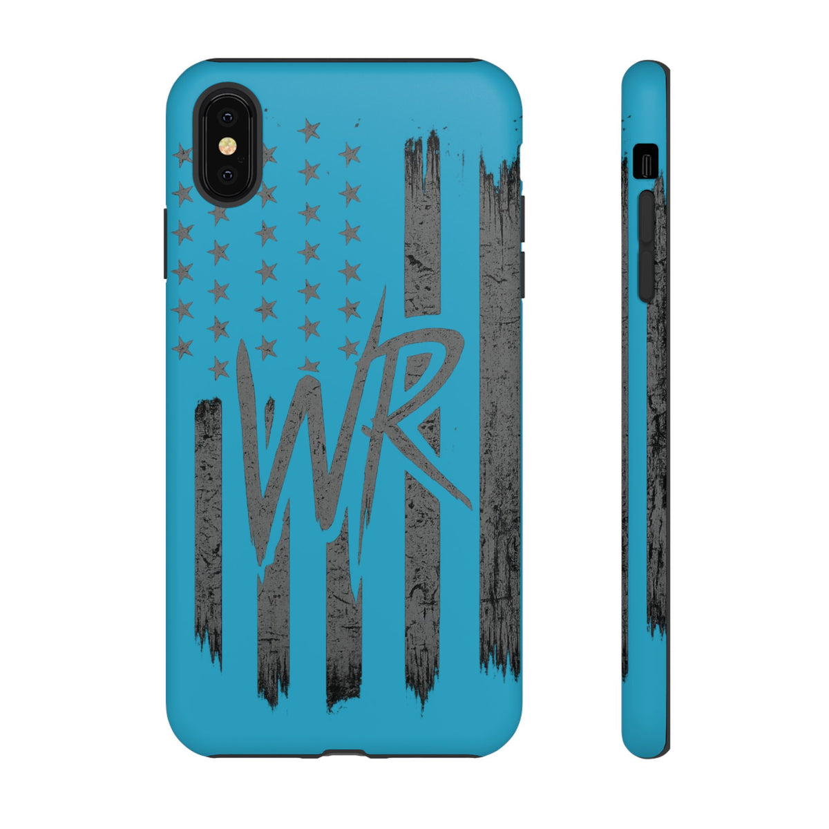 Patriotic blue 'WR' flag tough phone case by Printify with durable design and vibrant colors.