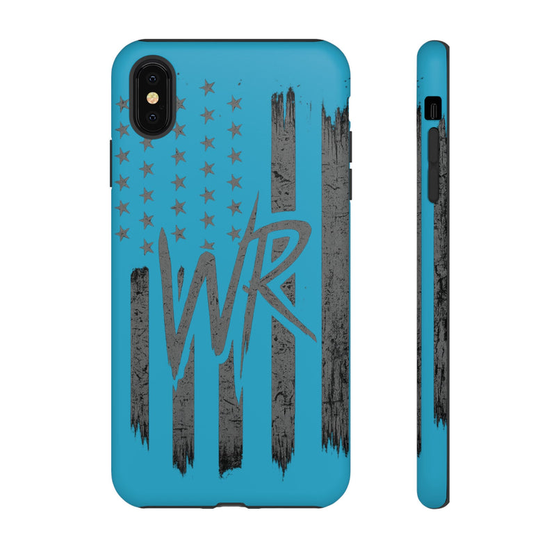 Patriotic blue 'WR' flag tough phone case by Printify with durable design and vibrant colors.