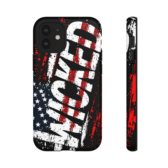 Distressed American flag phone case with "VETERAN" graphic by Printify, showcasing rugged patriotic design and protection.