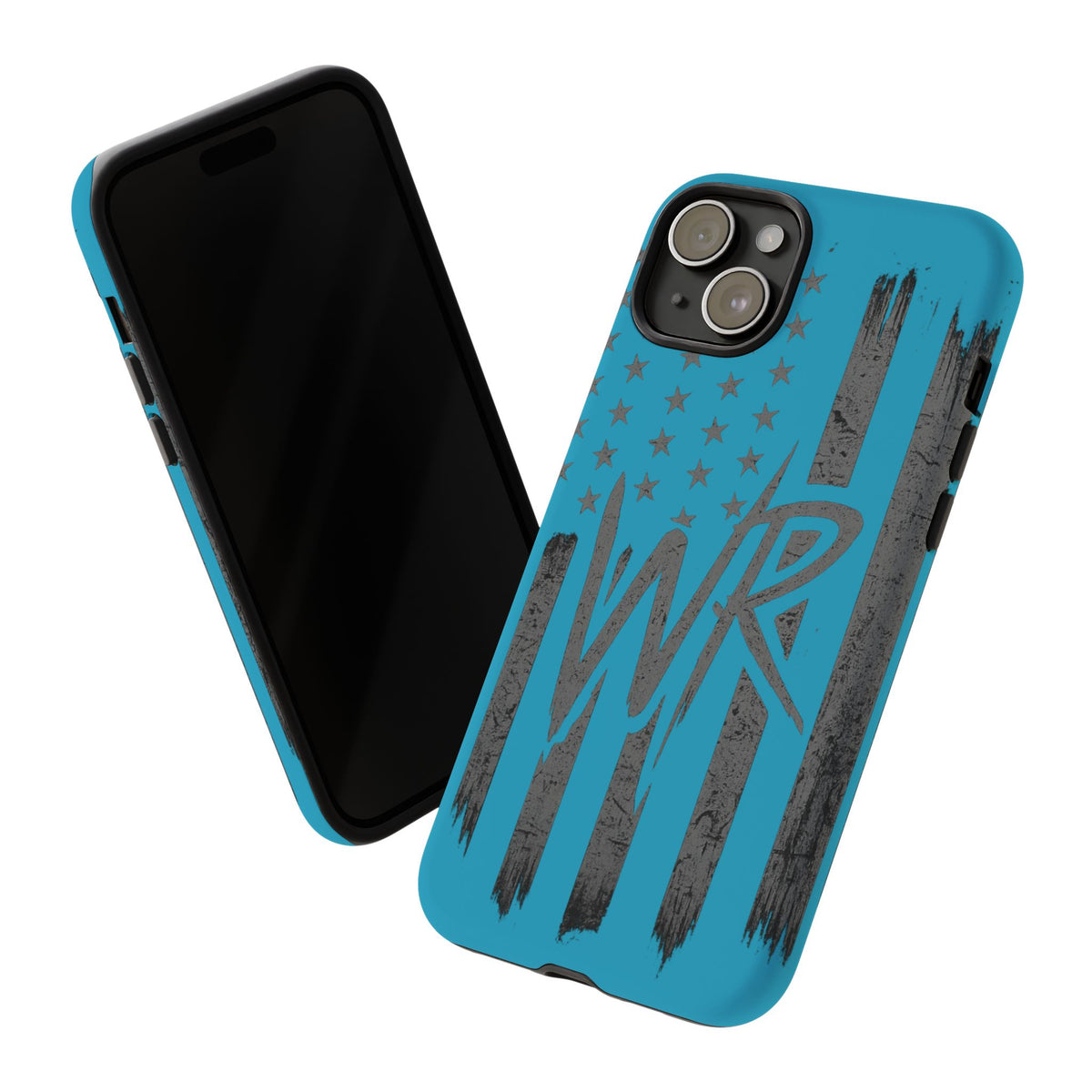 Patriotic blue 'WR' flag tough phone case by Printify with durable design and vibrant colors.