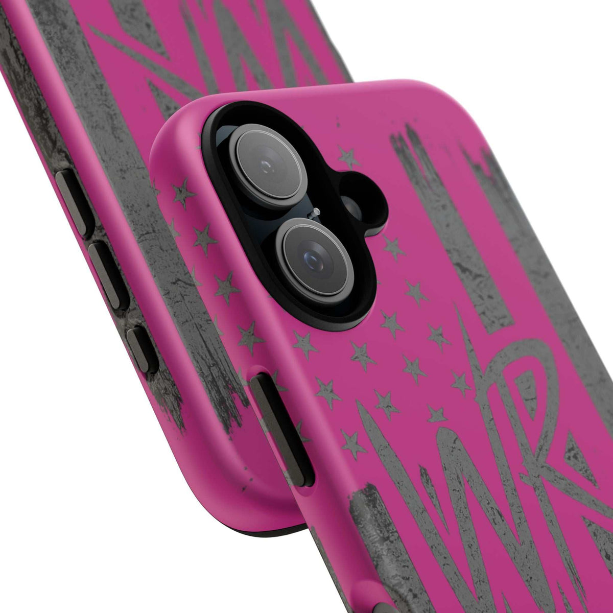 Pink 'WR' Flag Tough Phone Case by Printify with durable design and vibrant flag graphic for protection and style.