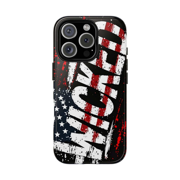 Distressed American flag phone case featuring "VETERAN" graphic by Printify, providing rugged patriotic protection.