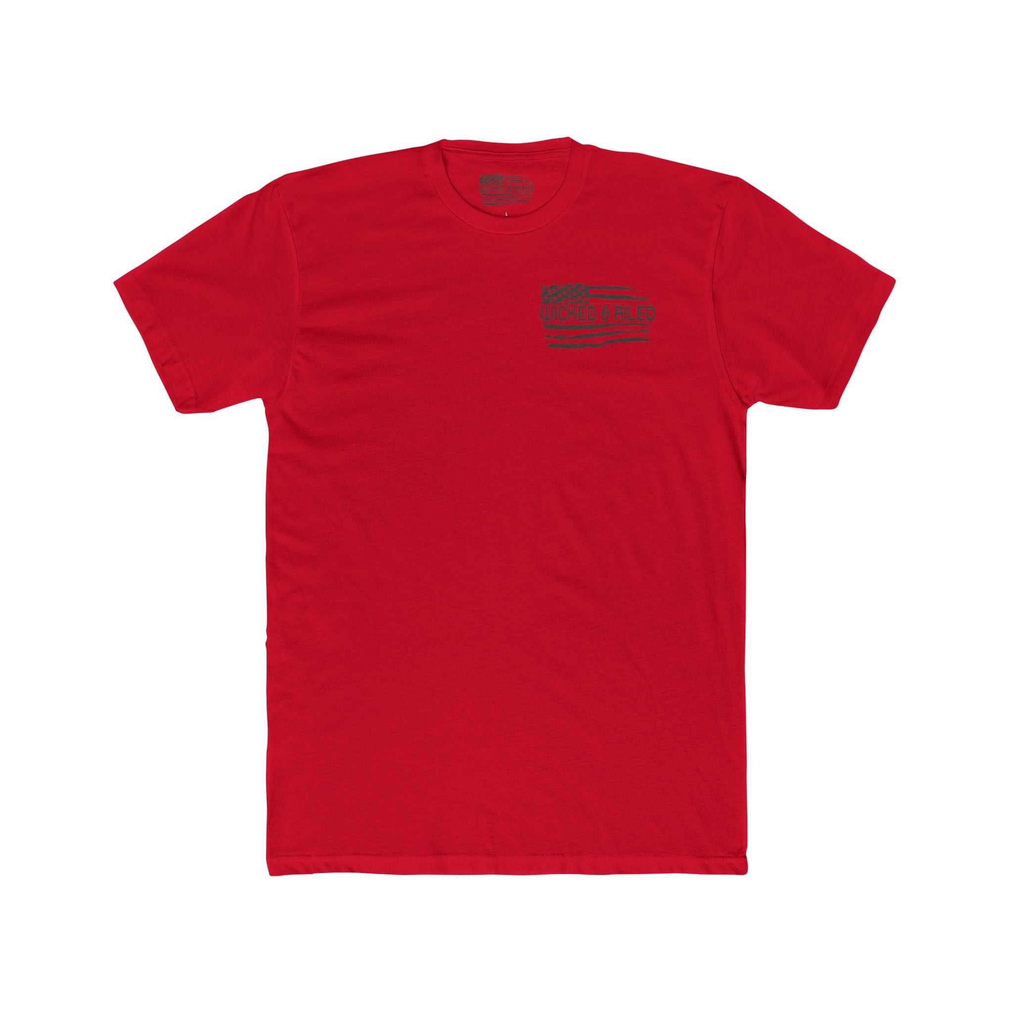 Bold graphic design on a Wicked & Riled T-Shirt by Printify, featuring a simple flag motif on a casual tee.