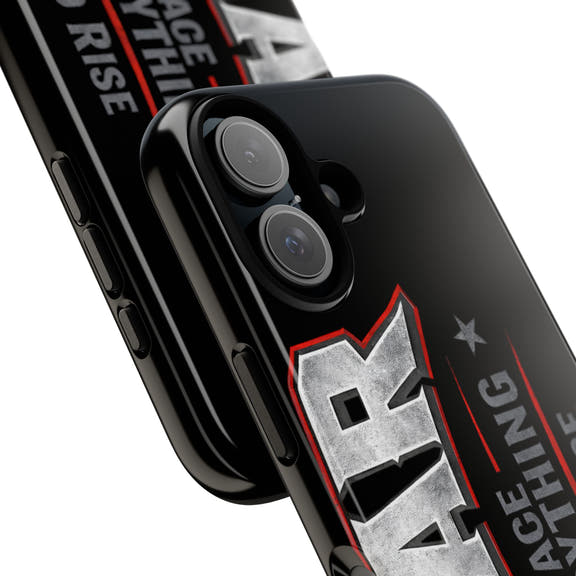 Fear Phone Case by Printify featuring a motivational design with the phrase "Face Everything and Rise" on a sleek background.