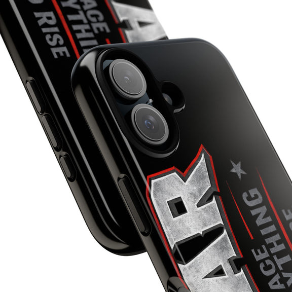 Fear Phone Case by Printify featuring a motivational design with the phrase "Face Everything and Rise" on a sleek background.