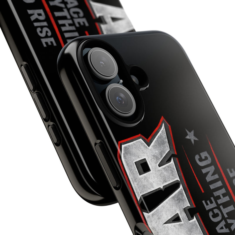 Fear Phone Case by Printify featuring a motivational design with the phrase "Face Everything and Rise" on a sleek background.