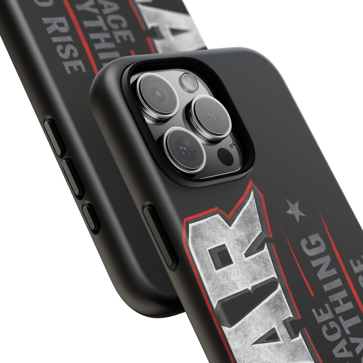 Fear Face Everything and Rise Phone Case by Printify, featuring a motivational design with bold text on a sleek background.
