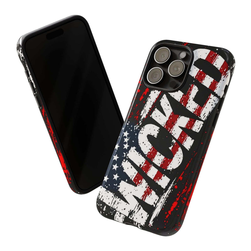 Distressed American flag phone case featuring "VETERAN" graphic for rugged patriotic protection by Printify.