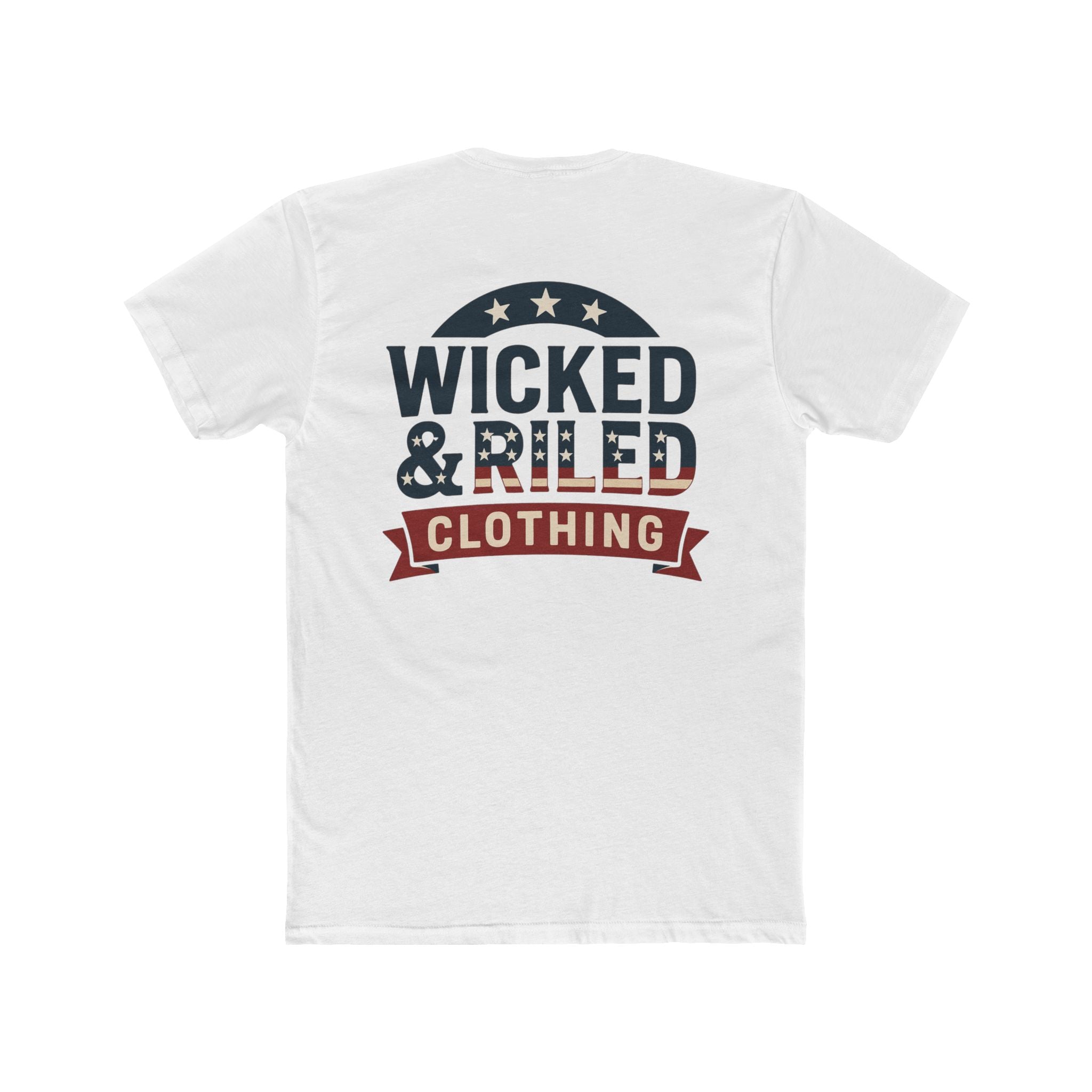 Wicked & Riled Clothing Tee Patriotic Vintage Logo Crewneck