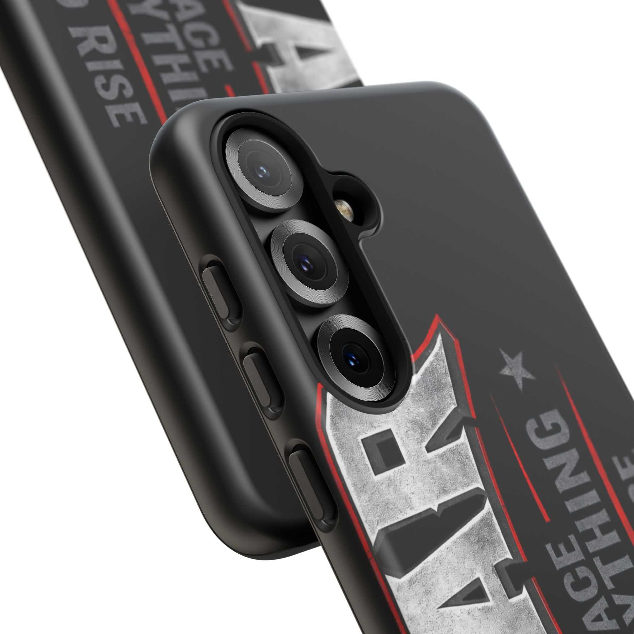 Fear phone case by Printify featuring inspirational "Face Everything and Rise" design with a sleek finish.