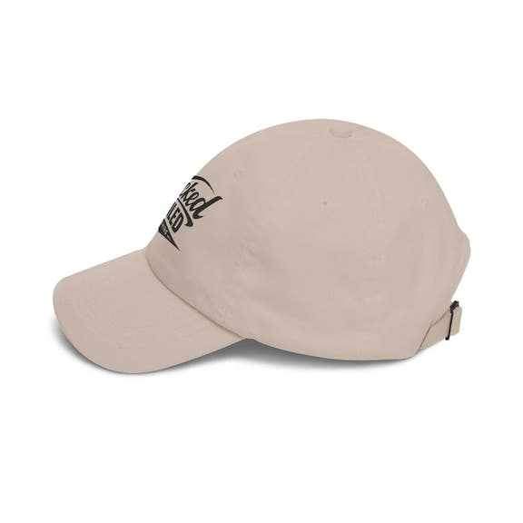 Distressed American flag dad cap by Printify, featuring a relaxed fit and curved brim for casual style.