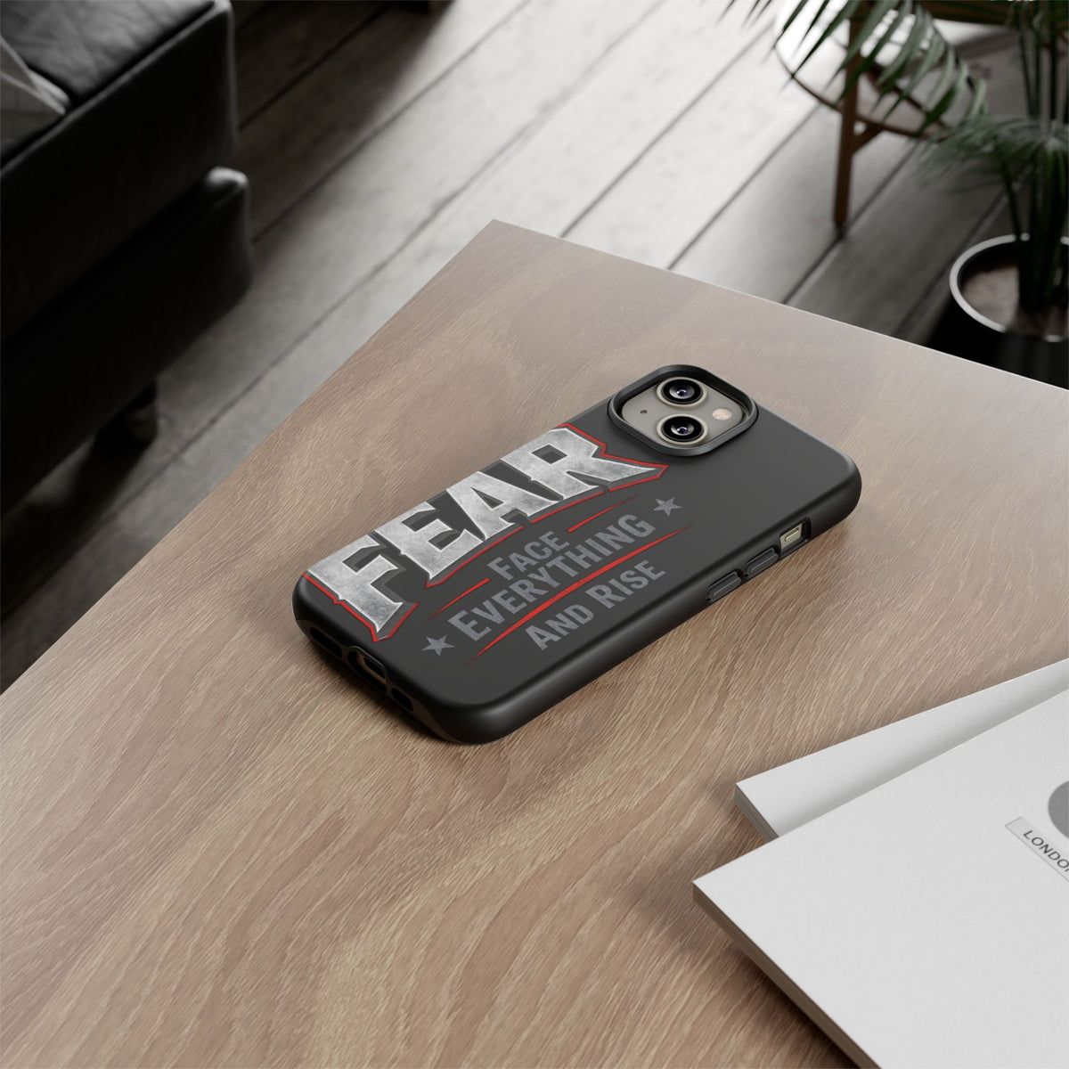 Fear Face Everything and Rise phone case by Printify, featuring a bold graphic design and durable material.