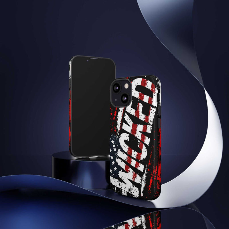 Distressed American flag phone case featuring "VETERAN" graphic by Printify, showcasing rugged patriotic design and protection.