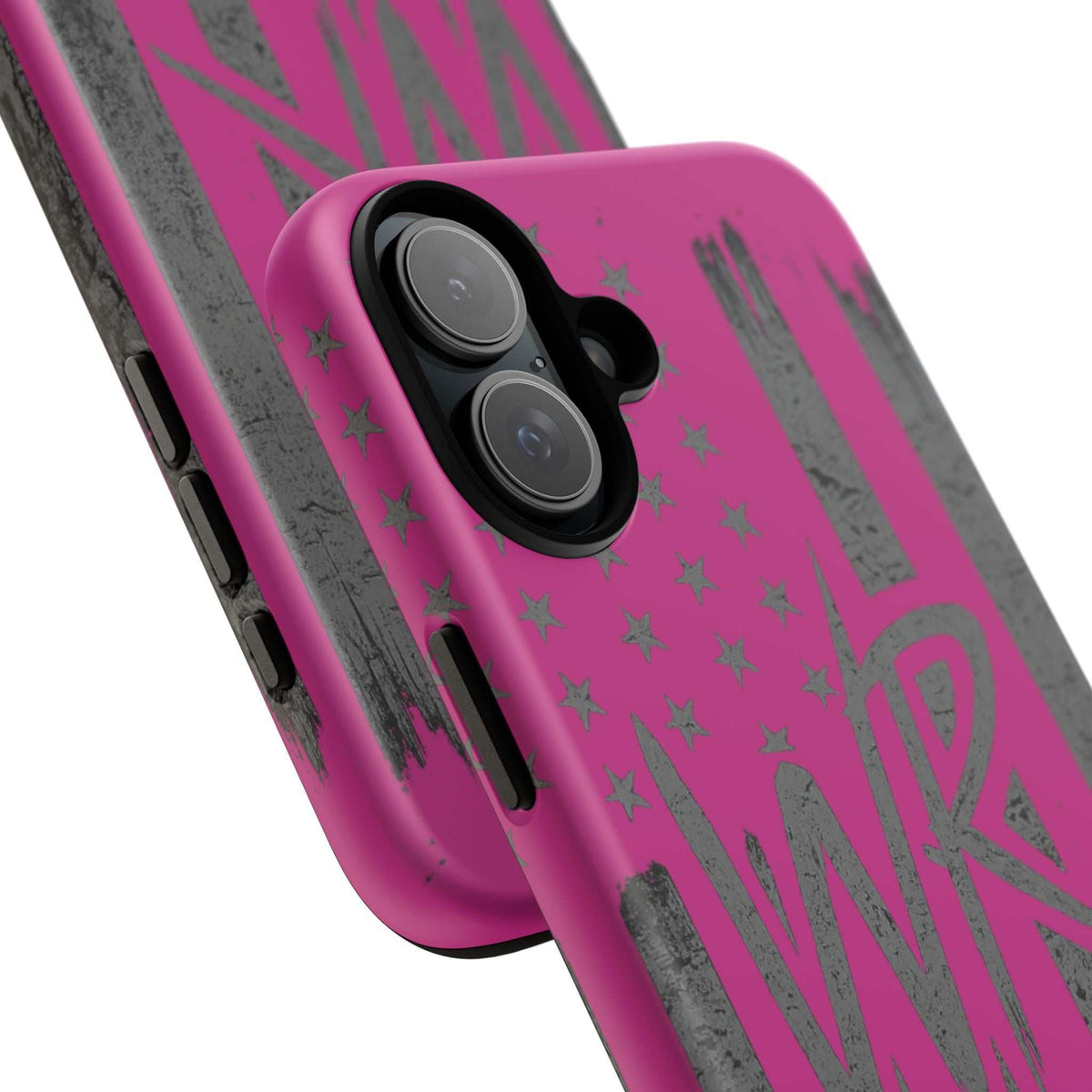 Pink 'WR' Flag Tough Phone Case by Printify featuring durable design and vibrant flag graphics for smartphone protection.
