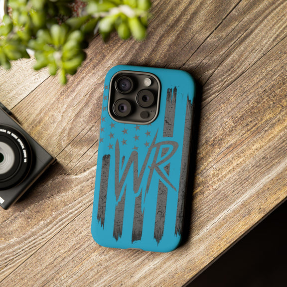 Patriotic blue 'WR' flag tough phone case by Printify, featuring a durable design and vibrant flag print.