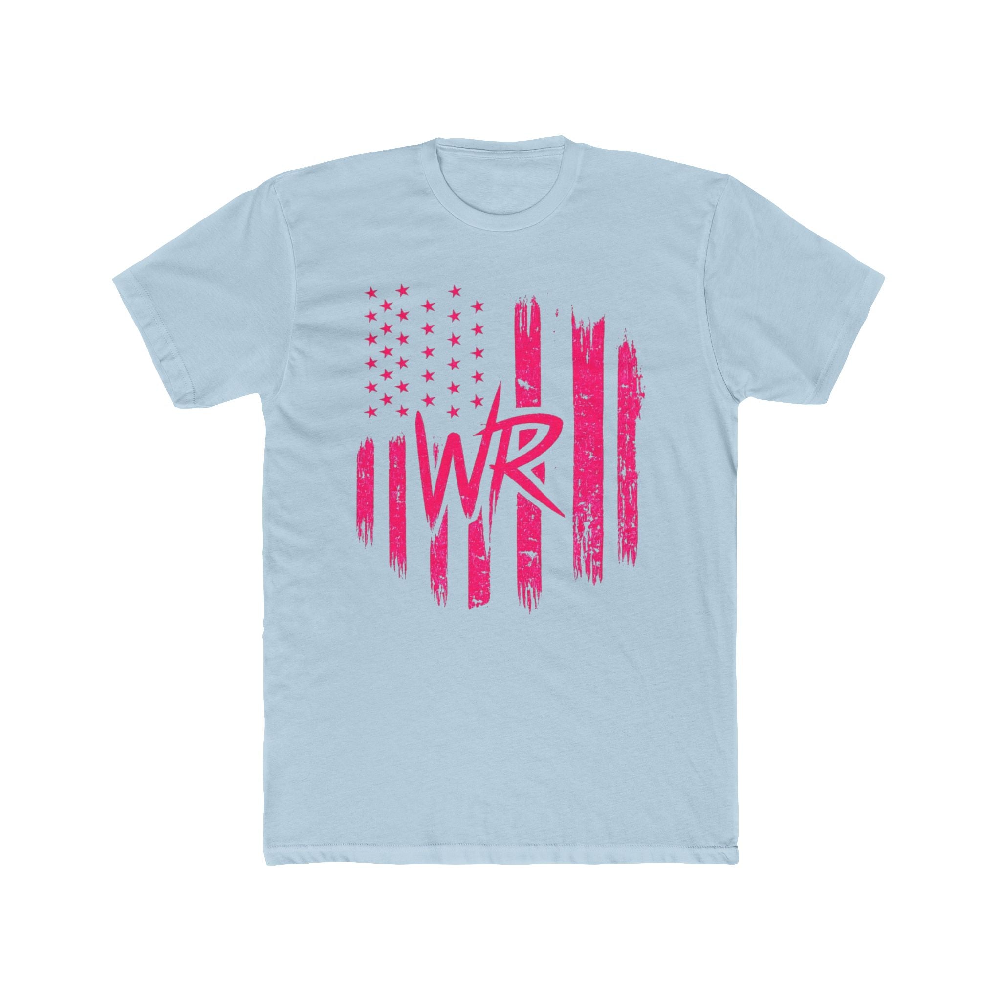 Pink Brushstroke American Flag T‑Shirt  W.R. Monogram Patriotic Tee