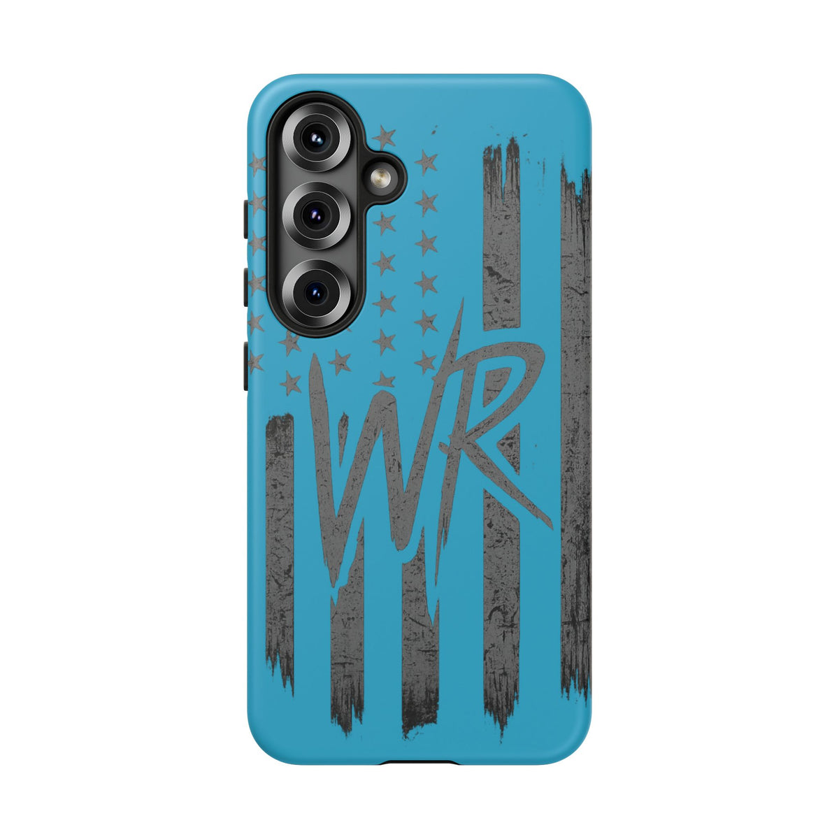 Patriotic blue 'WR' flag tough phone case by Printify with durable design and vibrant flag pattern.