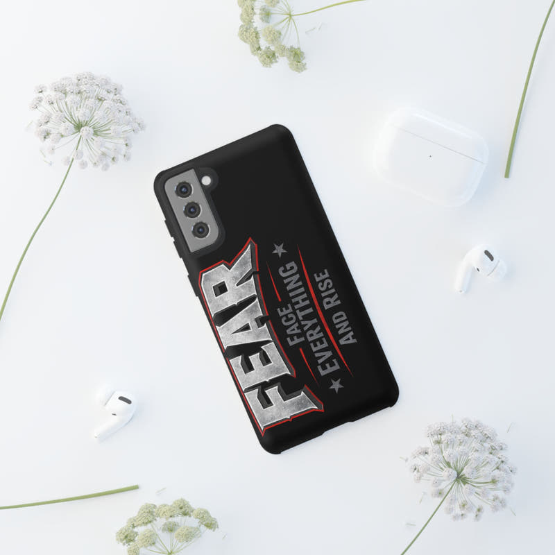Fear Face Everything and Rise Phone Case by Printify, featuring a motivational design on a sleek phone case.
