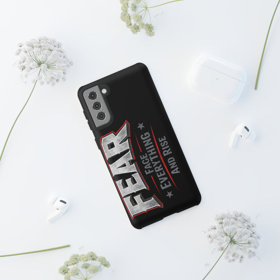 Fear Face Everything and Rise Phone Case by Printify, featuring a motivational design on a sleek phone case.