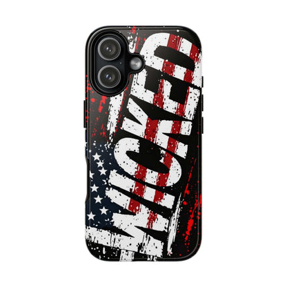 Distressed American flag phone case featuring "VETERAN" graphic by Printify for rugged, patriotic protection.